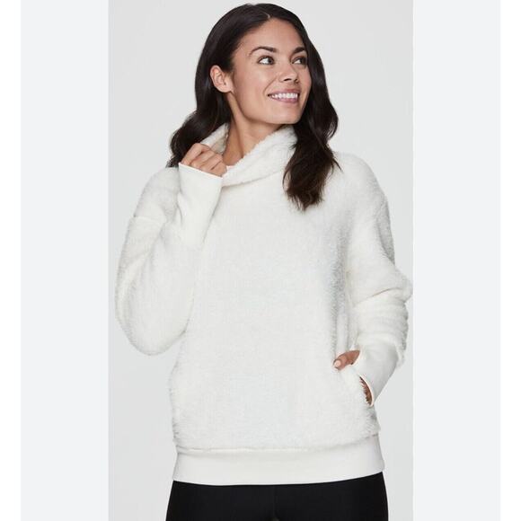 RBX Sherpa Fleece Mock Neck Sweater Womens M Cream Long Sleeve Cozy Winter Soft - Picture 1 of 9